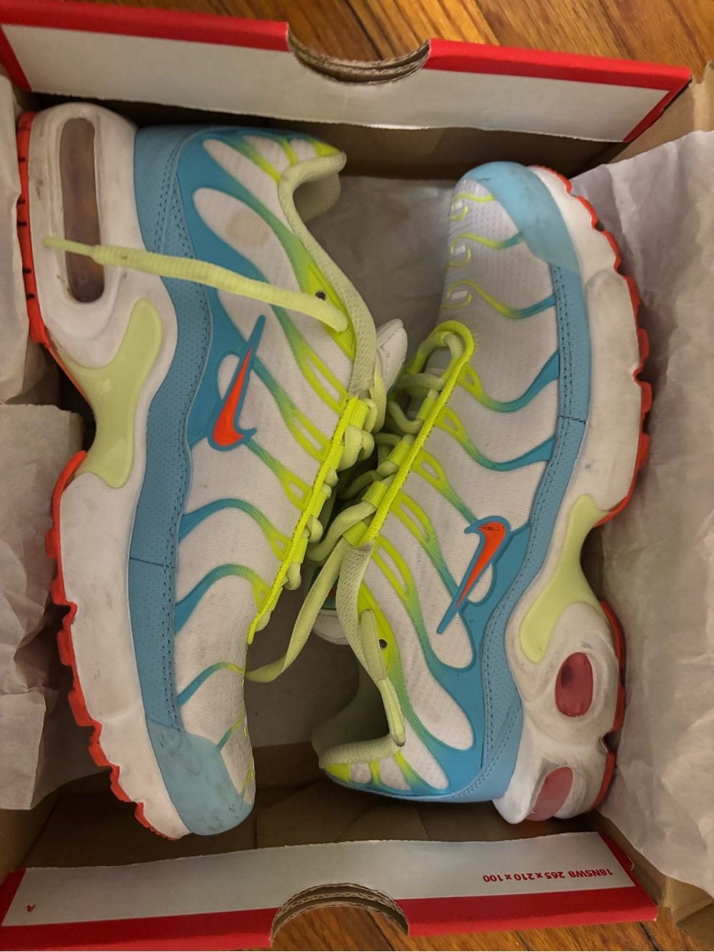 Nike Kids Light Blue, Neon Green & Orange Running Sneakers